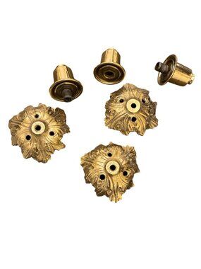 Vintage Victorian Style Ornate Brass Set 6 Chandelier Parts